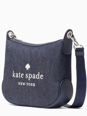 Kate Spade DENIM Embroidered Crossbody Purse handbag - NWOT Navy Leather